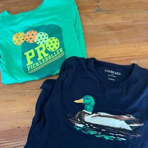 Crewcuts Kids Long Sleeve Tees - Green Pickleballer and Black Duck